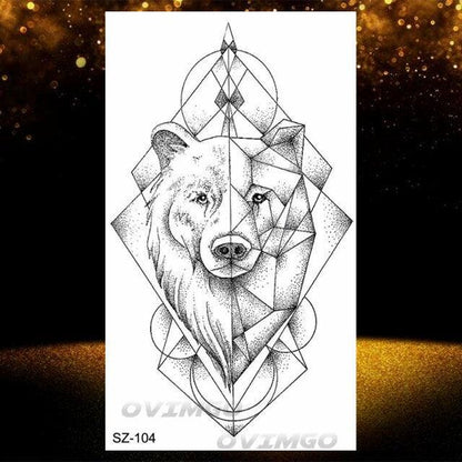 New Black Wolf Forest Sticker Tattoos Temporary Tree Fierce Animal Body Tattoo Luxury Design Custom Tatoos For Mens
