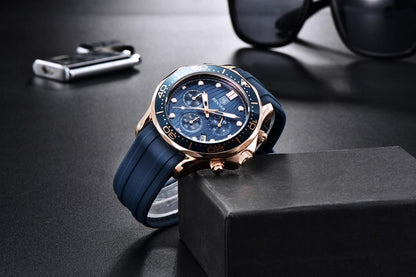 Black Multifunctional Sport Men Watches Luxury Quartz Watches Fashion Chronograph Stylish Elegant Comfortable Watch For Men