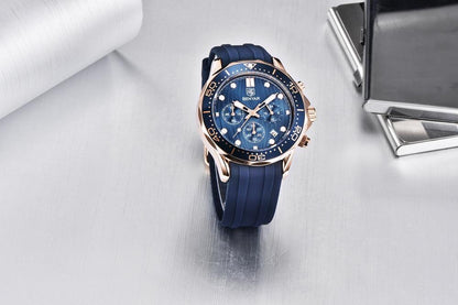 Black Multifunctional Sport Men Watches Luxury Quartz Watches Fashion Chronograph Stylish Elegant Comfortable Watch For Men