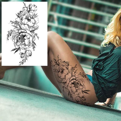 Realistic Tattoos Temporary Womens Flower Sticker Tattoos Waterproof Women Body Art Fake Legs Tattoo Stickers