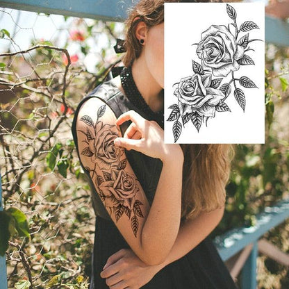 Realistic Tattoos Temporary Womens Flower Sticker Tattoos Waterproof Women Body Art Fake Legs Tattoo Stickers