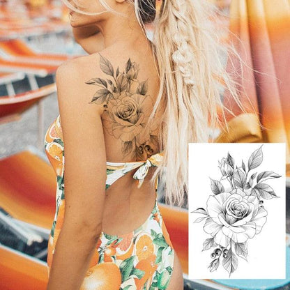 Realistic Tattoos Temporary Womens Flower Sticker Tattoos Waterproof Women Body Art Fake Legs Tattoo Stickers