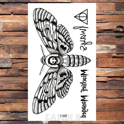 Cute Black Birds Temporary Waterproof Stickers Tattoo Flower Body Elegant Bird Butterfly Style For Womens