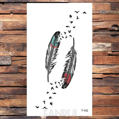 Cute Black Birds Temporary Waterproof Stickers Tattoo Flower Body Elegant Bird Butterfly Style For Womens
