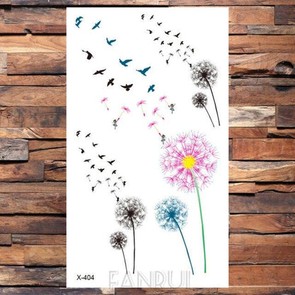 Cute Black Birds Temporary Waterproof Stickers Tattoo Flower Body Elegant Bird Butterfly Style For Womens