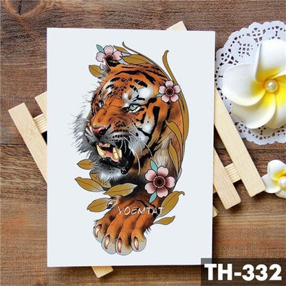 Realistic 3D Wolf Moon Temporary Tattoo Sticker Waterproof Stylish Body New Luxury Animal Tattoo For Men Women