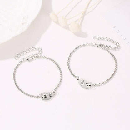 2 Pcs/Set Fashion Best Friends Charm Bracelets For Women Girls Heart Friendship Forever Jewelry Bracelets For Women Cute Jewelry Love Sister Best Friend Charm Bracelet For Girls Best Gifts For Friends