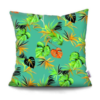 Tropical Plants Palm Leaf Pillow Cover Green Leaves Cushion Covers Flower Decorative Pillow Sofa Decorative Throw Pillow Covers Tropical Green Leaves Floor Pillow Cover for Couch Cushion Cover Plant Monstera Leaf 45x45cm