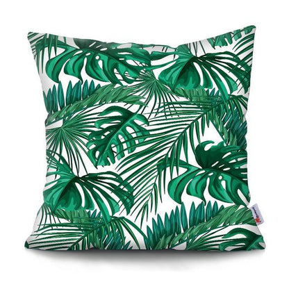 Tropical Plants Palm Leaf Pillow Cover Green Leaves Cushion Covers Flower Decorative Pillow Sofa Decorative Throw Pillow Covers Tropical Green Leaves Floor Pillow Cover for Couch Cushion Cover Plant Monstera Leaf 45x45cm