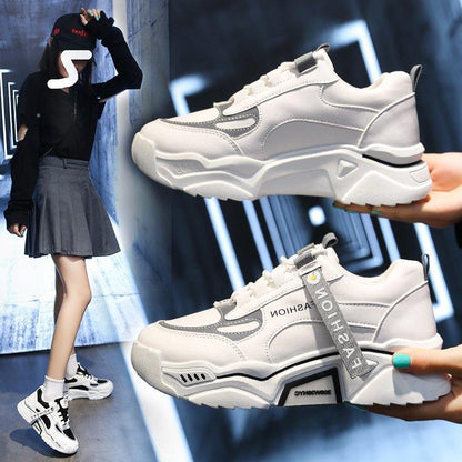 Fashion Spring Reflective Women Sneakers Lace Up Chunky Sneakers Mixed Color Women's Lightweight Casual Everyday Walking Fashion Chunky Sneakers
