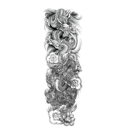 Big Realistic Tiger Tattoo Waterproof Temporary Dragon Flower Sticker Full Arm Large Size Sleeve Big Luxury Design For Mens