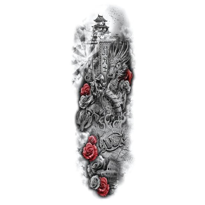 Big Realistic Tiger Tattoo Waterproof Temporary Dragon Flower Sticker Full Arm Large Size Sleeve Big Luxury Design For Mens