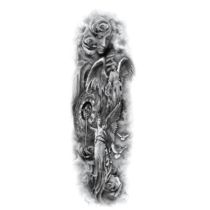 Big Realistic Tiger Tattoo Waterproof Temporary Dragon Flower Sticker Full Arm Large Size Sleeve Big Luxury Design For Mens