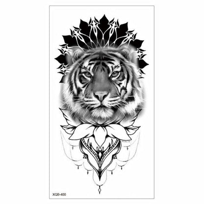 Big Tiger Lion Waterproof Temporary Sticker Tattoo Arm Legs Fake Tattoo Stickers For Adults Realistic Luxury Design For Mens Womens