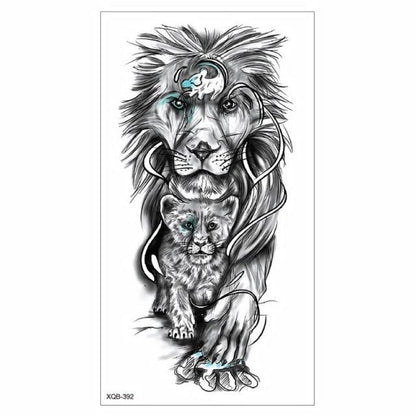 Big Tiger Lion Waterproof Temporary Sticker Tattoo Arm Legs Fake Tattoo Stickers For Adults Realistic Luxury Design For Mens Womens
