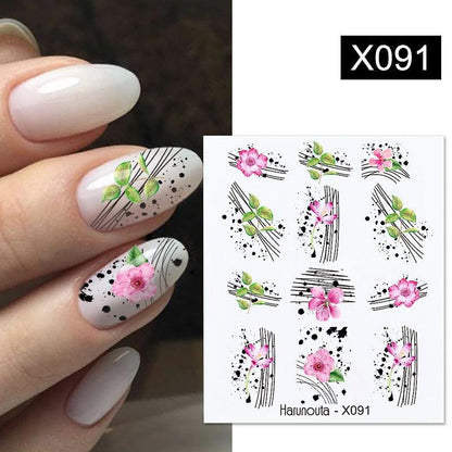 Geometry Line Stripe Nail Sticker Floral Butterfly Design Water Decals Slider Wraps Decoration Nail Art Accessories Water Transfer Nail Decals Sticker For Pretty Girl Self-Adhesive Nail Decals Designer Nail Stickers for Acrylic Decal Decoration