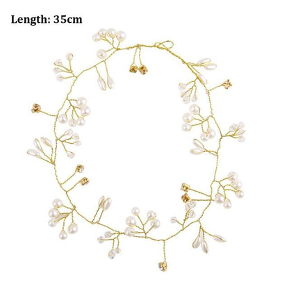 Crystal Pearl Bridal Tiaras Hairbands Hairpins Bridesmaid Diamante Hair Vine Accessories Wedding Jewelry 35cm Headwear Gorgeous Hair Accessories For Women