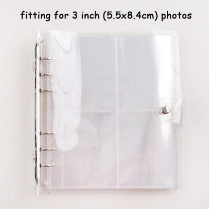 100/200 Pockets Photo Album 3/5 inches Mini Picture Case Name Card Storage Collect Book Photocard Shiny Clear 6-Ring Binder Cover Refillable Notebook Photo Album