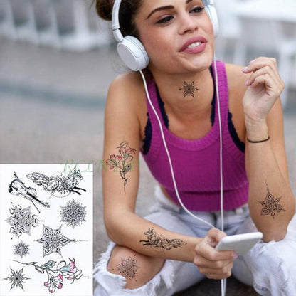57 Sheets Temporary Tattoo Stickers Set Waterproof Temporary Tattoo Waist Arm Modern Stylish Big Black Tattoos For Womens Mens
