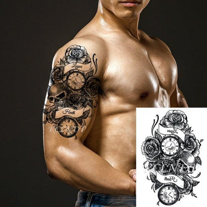 57 Sheets Temporary Tattoo Stickers Set Waterproof Temporary Tattoo Waist Arm Modern Stylish Big Black Tattoos For Womens Mens