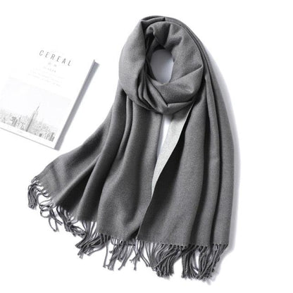 New Fashion Winter Soft Thick Warm Colorful Cashmere Scarf Elegant Escharpe Shawls Scarf Shawls Wraps Lightweight Lady Solid Scarves Fashion Tassels Blanket For Women