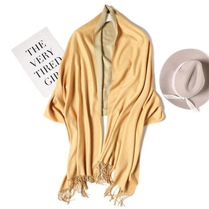 Fashion Winter Solid Soft Scarf Cashmere Lightweight Scarves Shawls Cashmere Escharpe Scarfs Lightweight Shawls Hijabs Shawls Escharpe Elegant Wrap Blanket Bandana Tassel For Lady