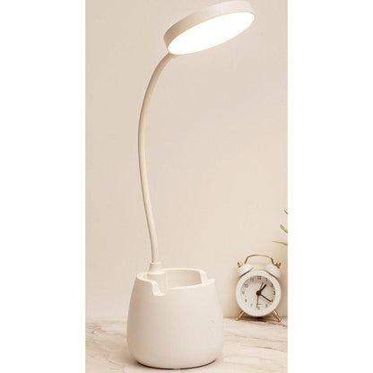 LED Table Lamp With Pen Holder Touch Dimmable Flexo Desk Lamp USB Rechargeable Eye Protection Bedside Learning Reading Lamp Decorative Table Lamp Cute Study Lamps for Bedroom Décor