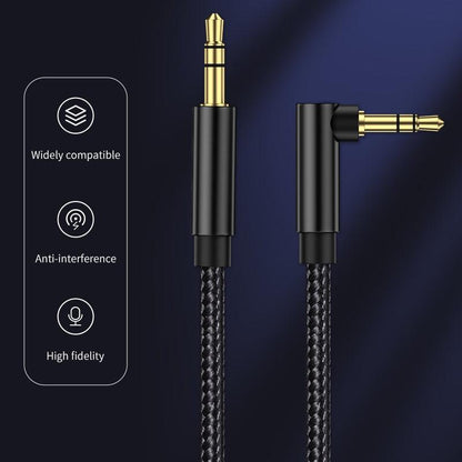 AUX Cable Jack 3.5mm Audio Jack Speaker Audio Cable Stereo Aux Cord 90 Degree Right Angle Aux Cable Compatible Cable For Headphones Car Tablets Speakers