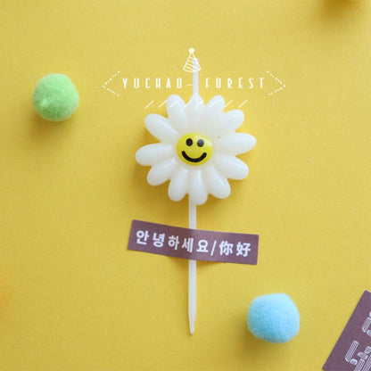 Cute Birthday Candle Daisy Birthday Candles Kids With Smiley Faces Children's Birthday Candles Birthday Cake Decorations Themed Party Supplies Lovely Flower Candles Daisy Shape