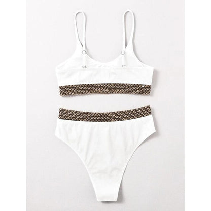 Luxury Women Black Bikini High Waist Swimwear Female 2 Pieces Set Swimsuit Bathing Suit Women Beach Women's High Waisted Bandage Bikini Set Two Piece Push Up Swimsuits