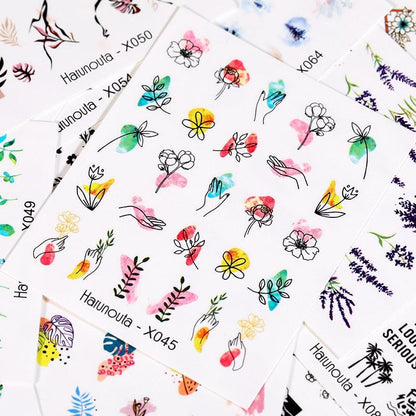 Nails Sticker Nail Art Decorations Flowers Leaves Decals Water Transfer Sliders Woman Face Fruit Foil Manicures Wraps  Water Transfer Nail Decals Sticker For Pretty Girl Self-Adhesive Nail Decals Designer Nail Stickers for Acrylic Decal
