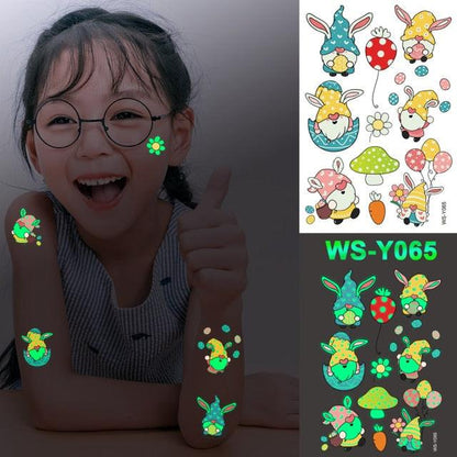Luxury Luminous Tattoo Stickers Unicorn Stars Temporary Waterproof Luminous Fake Tattoos Stickers Dinosaur Butterfly For Children
