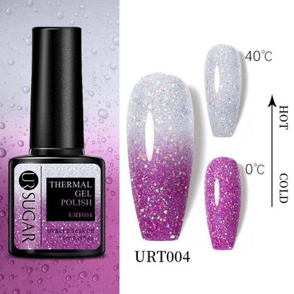 Thermal Shiny Nail Polish Change Color Effect Gel UV Semi Permanent Stylish Three Layer Effect For Womens