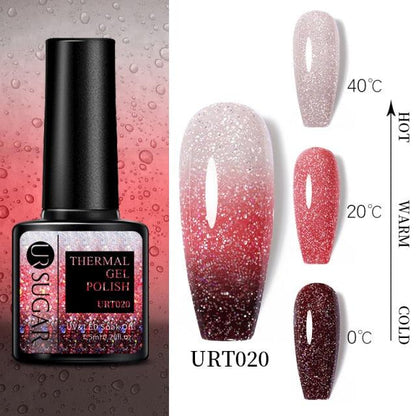 New 2022 Pink Blue Gel Nail Polish UV Color Changing Elegant Luxury Glossy Nail Design For Womens