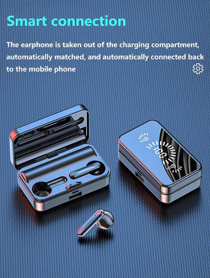 Bluetooth 5.1 Wireless Headphones  Waterproof Sports Workout Earphones With Microphone Bluetooth In Ear Headphones Wireless Headset Quality Deep Bass Soft Earmuffs  Light Weight Built-in Microphone Charging Box 3500mAh