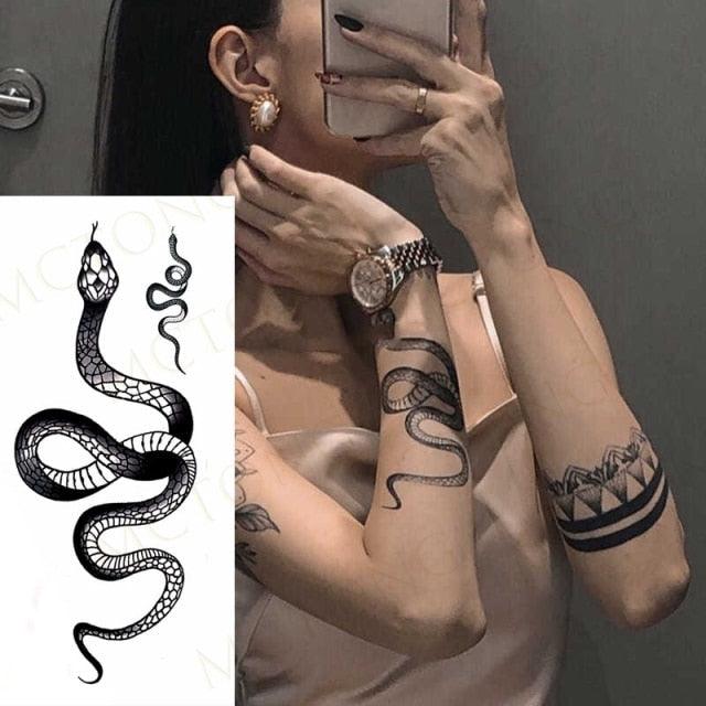 3D Butterfly Waterproof Temporary Tattoo Sticker Snake Flowers Elegant Small Popular Tattoo For Womens Mens