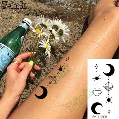Modern Small Tattoo Sun Moon Heart Waterproof Temporary Tattoos High Quality Design For Womens