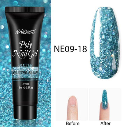 New Poly Nail Polish Gel Extension Glitter Gel Nails Manicure Design UV Reflective Diamond Shine