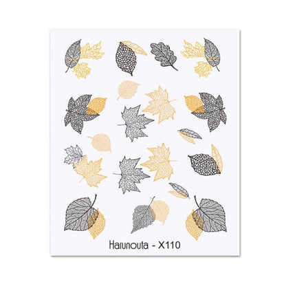 Black Lines Flower Leaves Water Decals Stickers Floral Face Marble Pattern Slider For Nails Summer Nail Art Decoration Summer Stickers on Nails Simple Summer Slider for Manicure Nail Art Watermark Manicure Decor