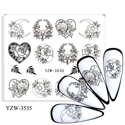Water Decal Nail Art Decorations Nail Sticker Tattoo Full Cover Beauty Decals Manicure Supplies Accessories  Women Kids Girls Manicure Decoration Nail Art Supplies 3D Self-Adhesive Nail Decals Designer Nail Stickers for Acrylic Nails