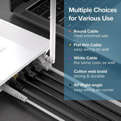 Ethernet Cable 1000Mbps Cat 6 Network Lan UTP Gigabit Networking Wire Plated RJ45 Connectors Cat6 Network Ethernet LAN Cable For Laptop Router RJ45 CAT6 Ethernet Cable