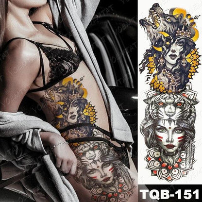 Full Women Man Realistic Waterproof Temporary Tattoo Tiger Stickers Luxury Big Design For Arm Thigh