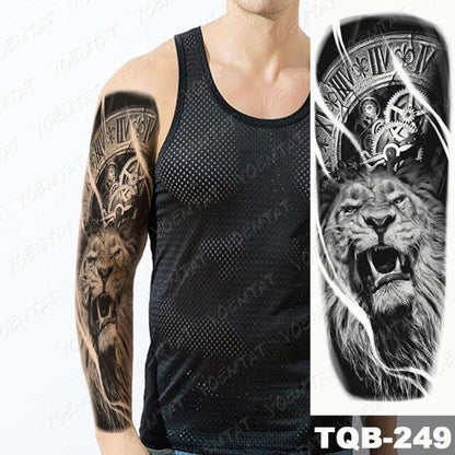 Full Women Man Realistic Waterproof Temporary Tattoo Tiger Stickers Luxury Big Design For Arm Thigh