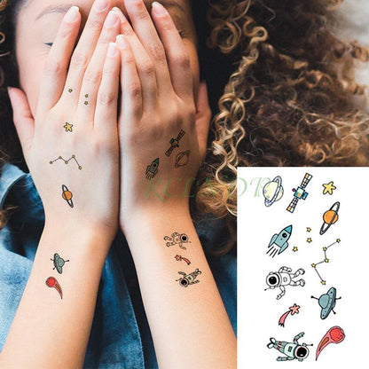 New Waterproof Temporary Sticker Tattoo Flame Heart Star Element Body Art Cute Small Tattoos For Kids Womens