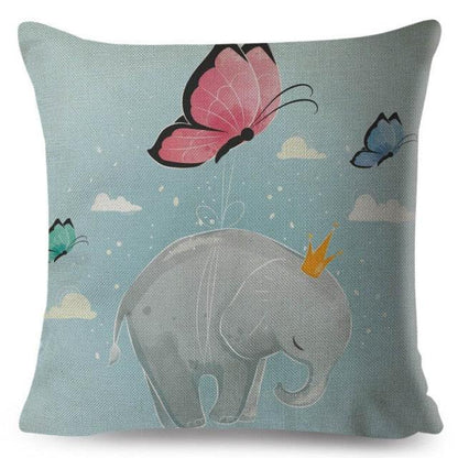 Cute Pillow Cover Cartoon Giraffe Fox Reindeer Animal Nordic Polyester Cotton Cushion Cover For Sofa Home Kids Room Decor Throw Pillow Cases Cartoon Animal Woodland Decorative Cotton Cushion Cover Home Baby Room Decor Standard Pillowcase