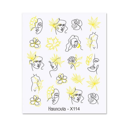 Water Nail Stickers Women Face Sketch Abstract Butterfly Image Sexy Girl Nail Art Decor Sliders Manicures For Nails Decoration Decal Self-Adhesive 3D Wave Design Decoration for Women Girls Tape Nail Art Stickers Decal Decoration