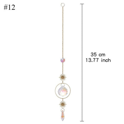 Home Decor Crystal Sun-catchers Window Pendant Hanging Curtain Wind-chimes Light Catcher Star Moon Pendant Rainbow Wind Chime Prisms Wind Chime Hanging Ornaments For Garden Home Christmas Decorations Gift