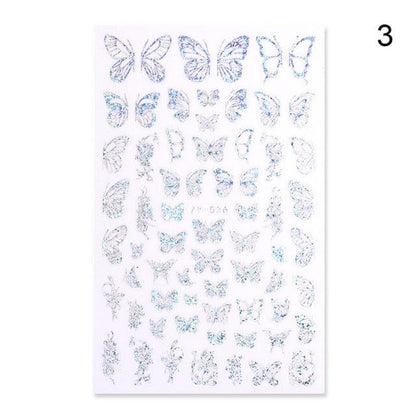 Blue Butterfly 3D Nail Stickers Flowers Leaves Self Adhesive Transfer Sliders Wraps Manicures Foils Decorations Decoration Tattoo Manicure Transfer Nail Decals Flowers Butterfly Designs Nails Supply Manicure Tips Design Nail Decoration