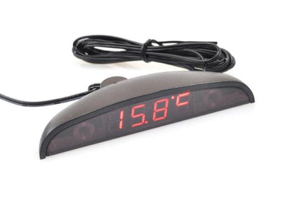 12V Car Interior 3 In 1 Car Clock Voltmeter Thermometer and Voltage Meter Monitor Touch Switch Blue Red Light Thermometers Voltmeter Gauge Electronic Clock LED Digital Display LCD Screen Clock