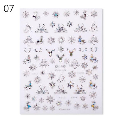 Sliver Bronzing Christmas Slider Nail Art 3D Decals Decoration Snowflake Nail Art Sticker Manicures Transfer Foil Xmas Gift  Nails Snowflake Nail Art Stickers Decals Christmas Nail 3D Self Adhesive Nail Stickers for Acrylic Nails Snowflake